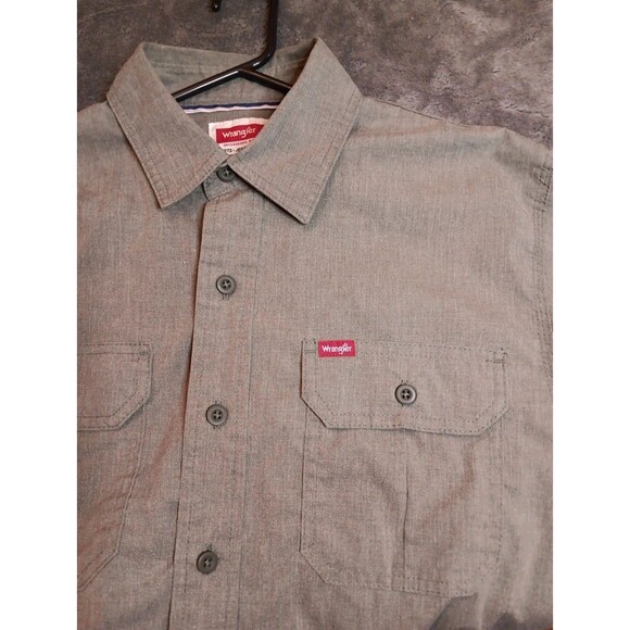 Mens Wrangler Olive Green Medium Long Sleeve Shirt Button Up - Picture 4 of 8